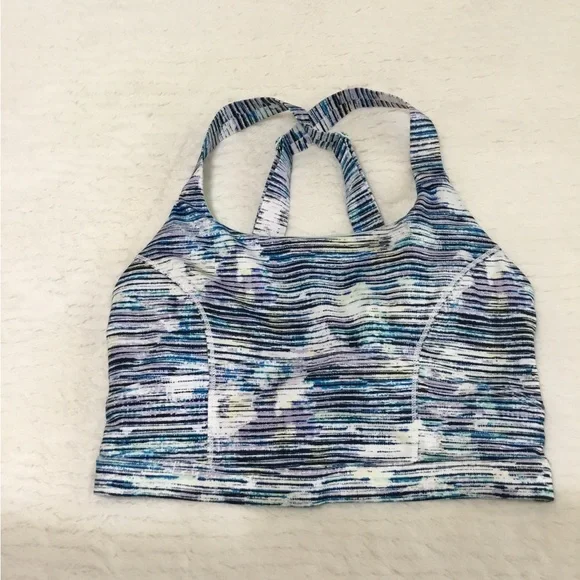 Lululemon Pure Practice Sports Bra Blurry Belle Multi Sea Mist size 6 - Picture 2 of 7